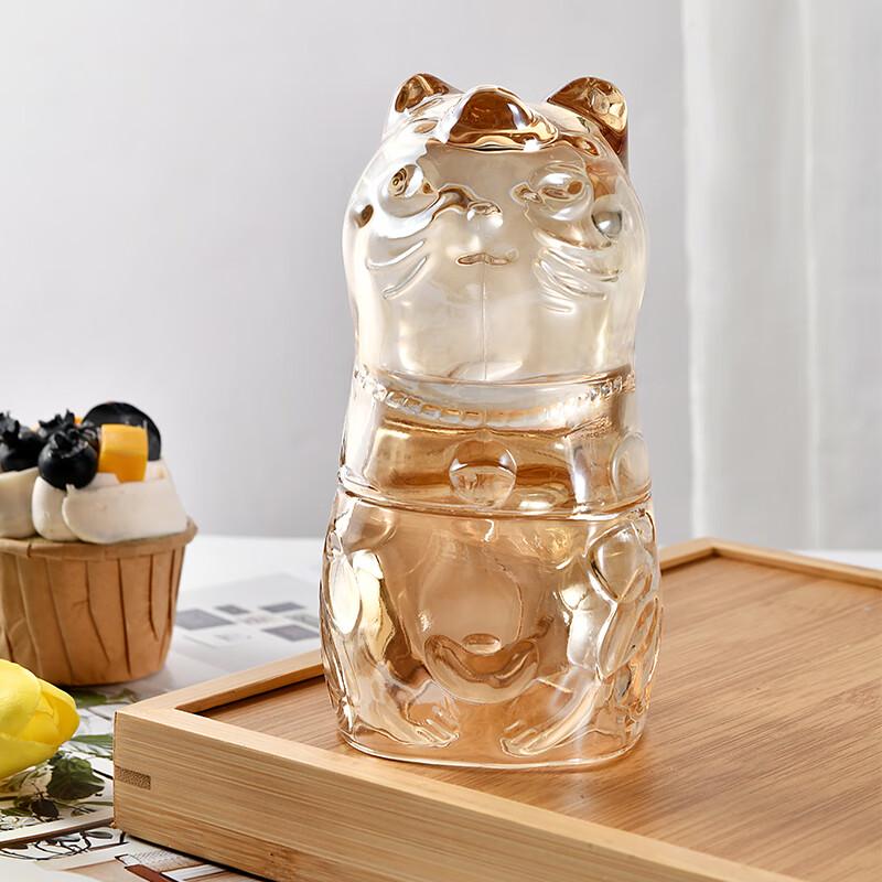 Lucky Gold Cat Glass Cup