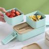 Герметичная коробка для завтрака Bento с 3 отделениями, двухслойная пряжка, безопасная для микроволновой печи, штабелируемая коробка для салата для детей и взрослых