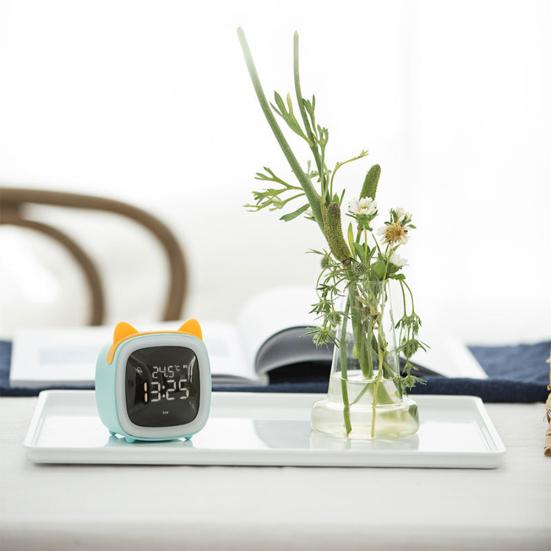 Cartoon Rabbit Ear Shape Rechargeable Digital Display LED Nigh Light Alarm Clock