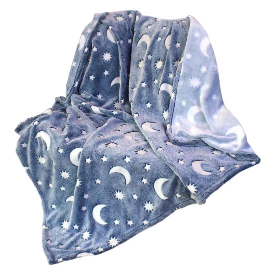Декоративное одеяло со звездами и лунами, двустороннее антистатическое мягкое удобное подарочное одеяло, теплое светящееся в темноте розовое одеяло для сна для офиса