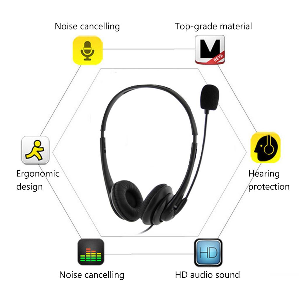 OY136 3,5-мм компьютерная гарнитура с микрофоном, шумоподавлением, наушниками с креплением на голове, проводными звонками