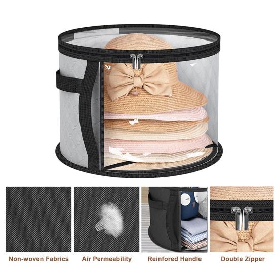 Круглая сумка для хранения шляп, складной прозрачный органайзер для ковбойских шляп, чехол для шляп с широкими полями с ручками для переноски для шкафа, ковбойские солнцезащитные шляпы