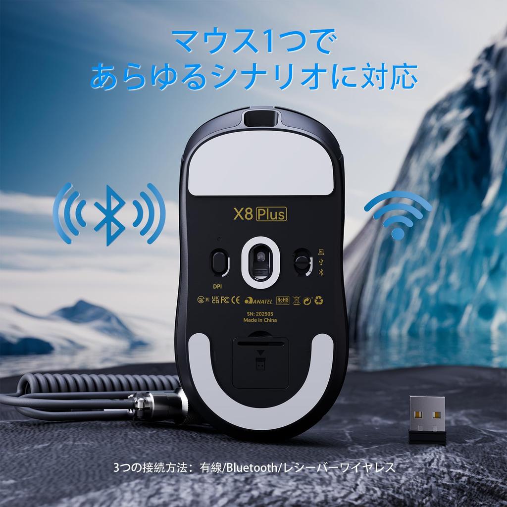 ATTACKSHRAK X8PLUS Lightweight Wireless Gaming with Original Phase Chip DPI Up to Suitable for Medium and Large Hand 500mAh Compatible with AI Cloud