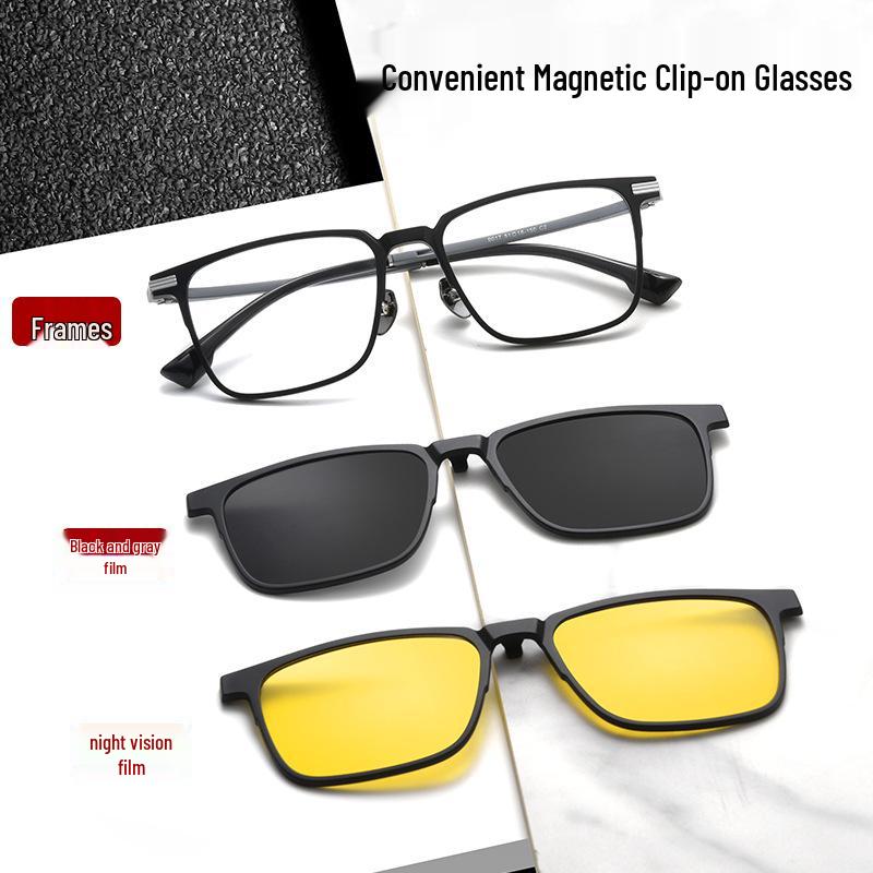 TR Квадратные Магнитные Накладные Очки 3-в-1 Поляризационные, Ночное Видение, Совместимые с Rx для Вождения и Рыбалки 9017