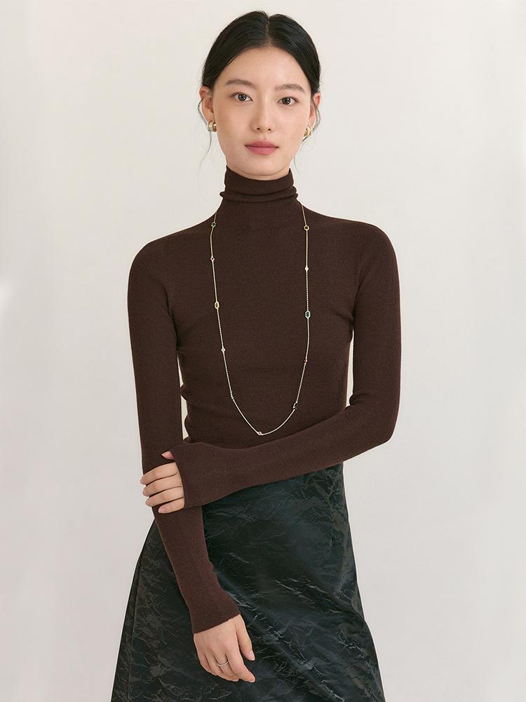 All-wool Yangtze yarn seamless integrated turtleneck slim-fitting and thin knitted bottoming shirt for women