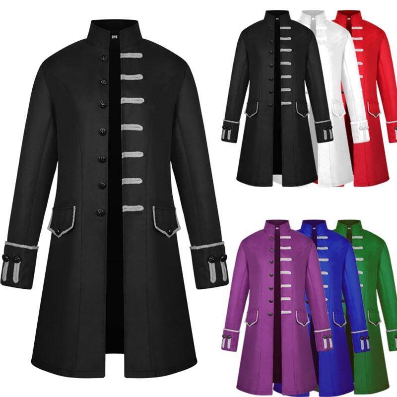 Renaissance Medieval Men Steampunk Jacket Gothic Retro Uniform Coat Windbreaker