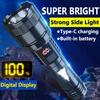 Улучшенный сверхъяркий фонарик с USB-подзарядкой, с боковой лампой, встроенным аккумулятором, фонарь для использования на открытом воздухе, в чрезвычайных ситуациях, в кемпинге