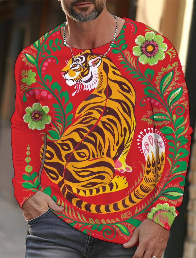 Мужская футболка с длинными рукавами, 3D-печать, HD-принт с леопардовым принтом, мужская футболка с длинными рукавами, осенние топы, повседневная домашняя одежда с круглым вырезом