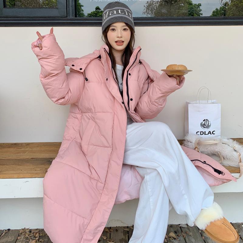 Новая корейская версия модной утолщенной съемной кепки средней длины, взорвавшейся над коленом, студенческого пальто.