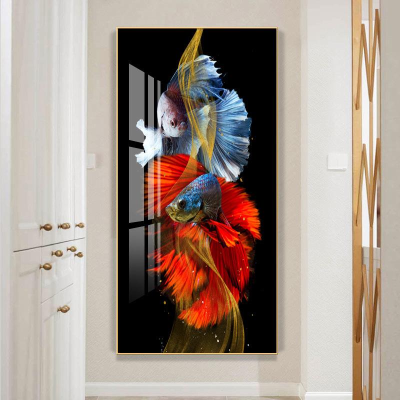 Китайский стиль настенный художественный принт абстрактный плакат с изображением животных красочный Lucky Koi Fish Холст Картина Роскошный домашний декор для гостиной