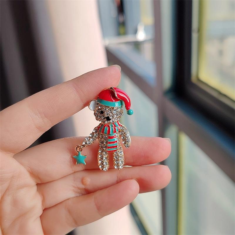 Мультяшный рождественский медведь Брошь, Булавка для корсажа, Изысканная одежда Анти-свет Аксессуары