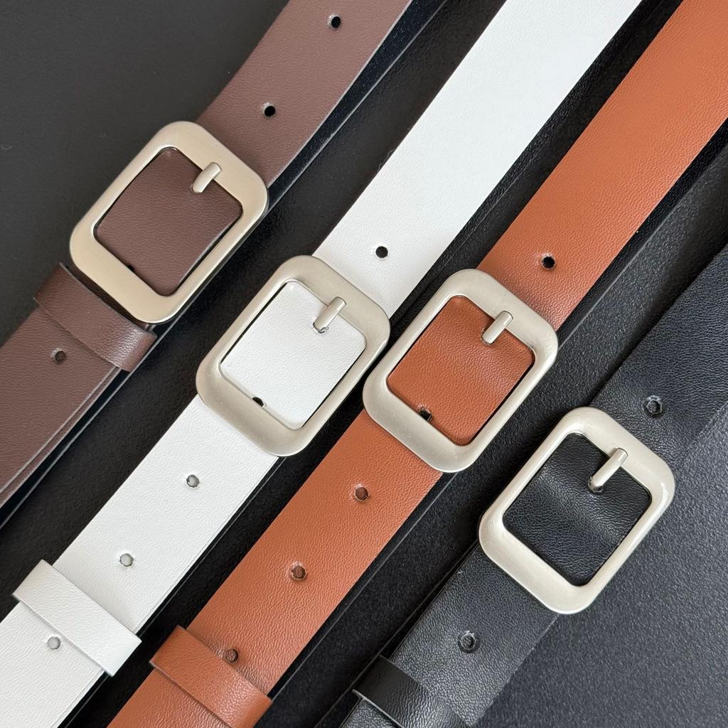Мода ПУ Кожа 102 см Длина 2,4 см Ширина Серебряная Квадратная Металлическая Пряжка Женские Ремни Под Платье И Джинсы Женский Пояс