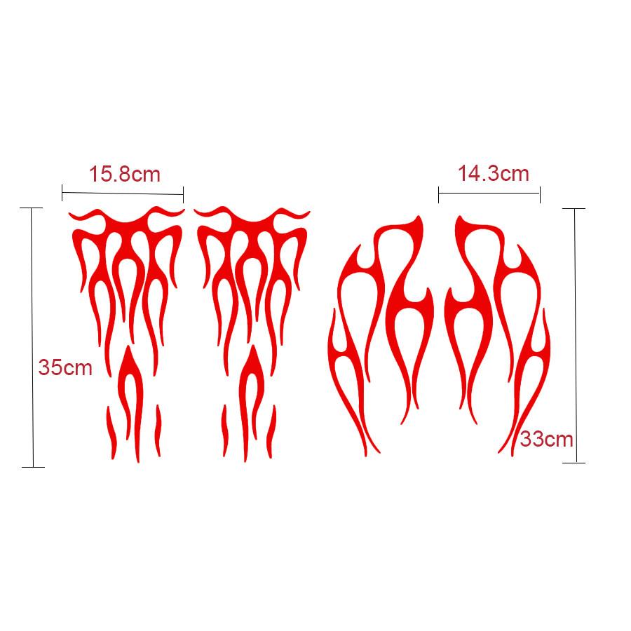 1 Set Motorcycle Red Flame Waterproof Sticker For Gas Tank & Fender Decals Vinyl