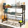 Dish Drainer, Over-the-Sink Dish Drainer, 2-Tier Kitchen Utensil Holder, Kitchen Storage Shelf, Large Capacity, Non-Slip, Space-Saving, Chopstick Stor