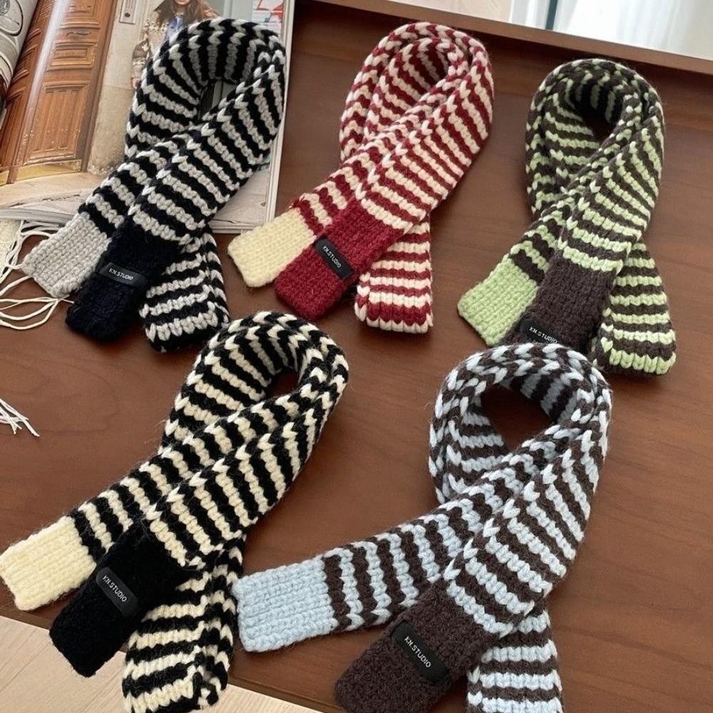 Y2K Style Striped Scarf Korean Style Knitted Neck Guard Collocation Clothing Accessories