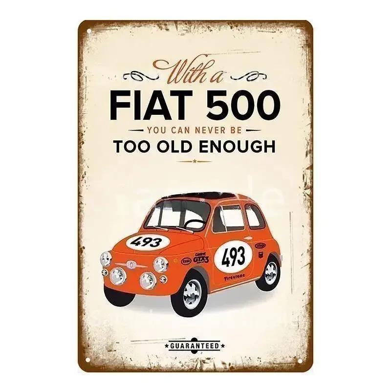 Классический Fiat 500 Винтажные Металлические Жестяные Таблички Металлический Постер Настенный Декор Постер Кафе Бар Паб Домашний Настенный Декор Авто Металлическое Художественное Постер