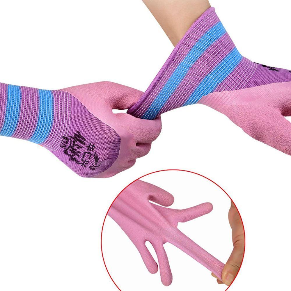 Pink Working Gloves Nylon Protective Mittens Durable Rubber Coated Glove Female