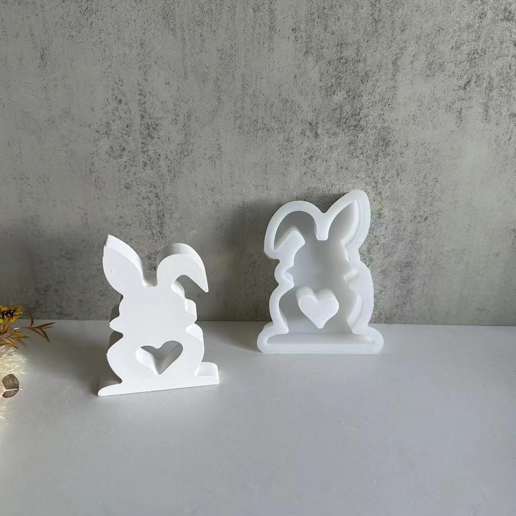 Heart Rabbit Candle Resin Mold Easter Rabbit Silicone Mould DIY Craft Molds Handmade Soap Baking Mold for Home Decor