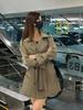 Женский весенний тренч в корейском стиле 2024: Маленькая средней длины, высококачественная верхняя одежда в британском стиле