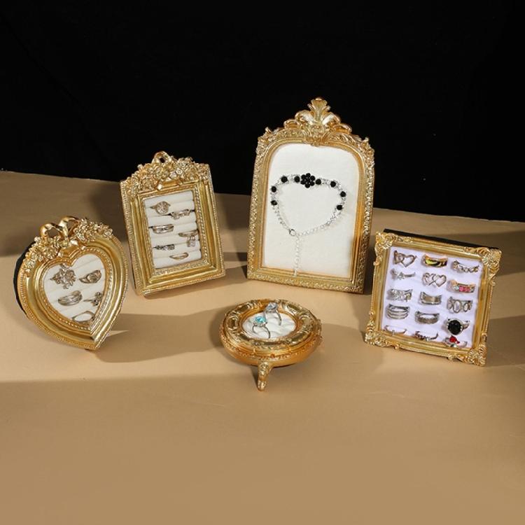 Декоративный золотистый полимерный поднос-витрина для серег, органайзер для ювелирных изделий, фоторамка для бутиковых витрин