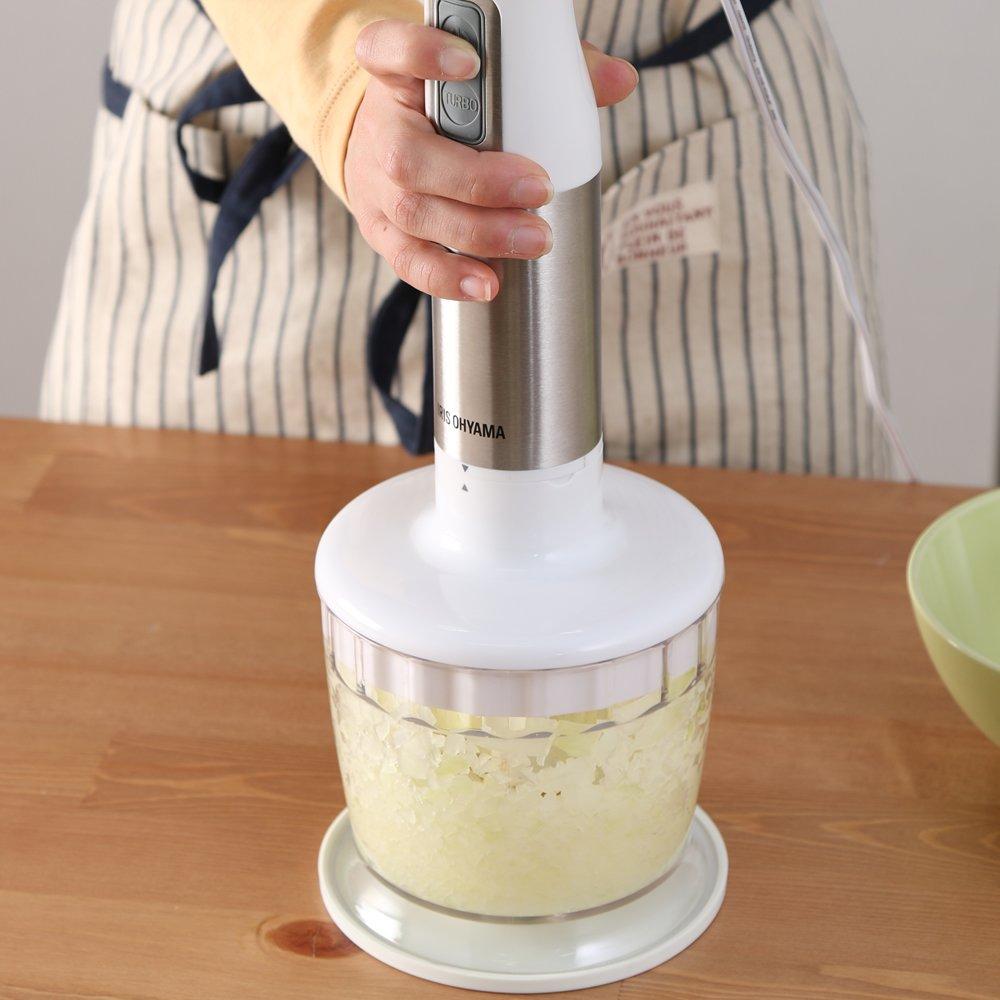 Ручной блендер Iris Ohyama White 4-в-1 для измельчения, смешивания, взбивания, взбивания, HBL-200