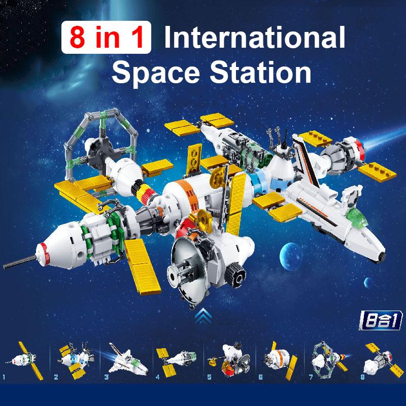 160-740pcs 3D Construction Toy Space Ship Building Brick Shuttle Rocket Spaceship Station Astronaut Model Aerospace Build Blocks