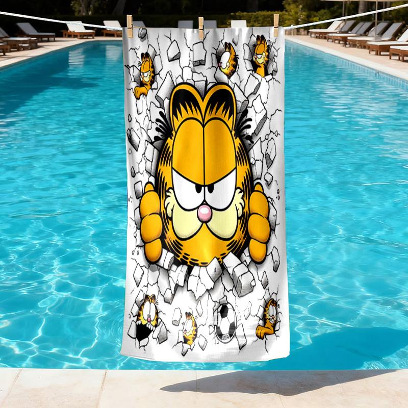 Garfield Print Beach Towel Design, Soft, Lightweight. for Home Bathroom, Spa, Pool, Yoga, Surfing, Camping, Gift for Family, Friend