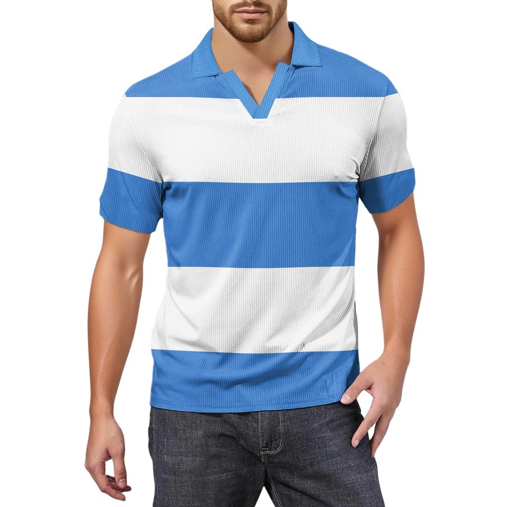 Мужская модная футболка для гольфа с коротким рукавом и V-образным вырезом