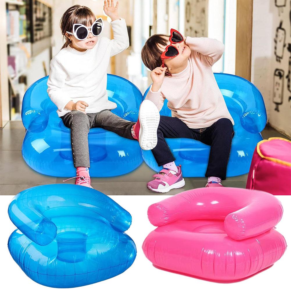 Inflatable Chair Single Seat PVC Transparent Inflatable Chair Balcony Blow Sofa Beach For Bedro F6J7