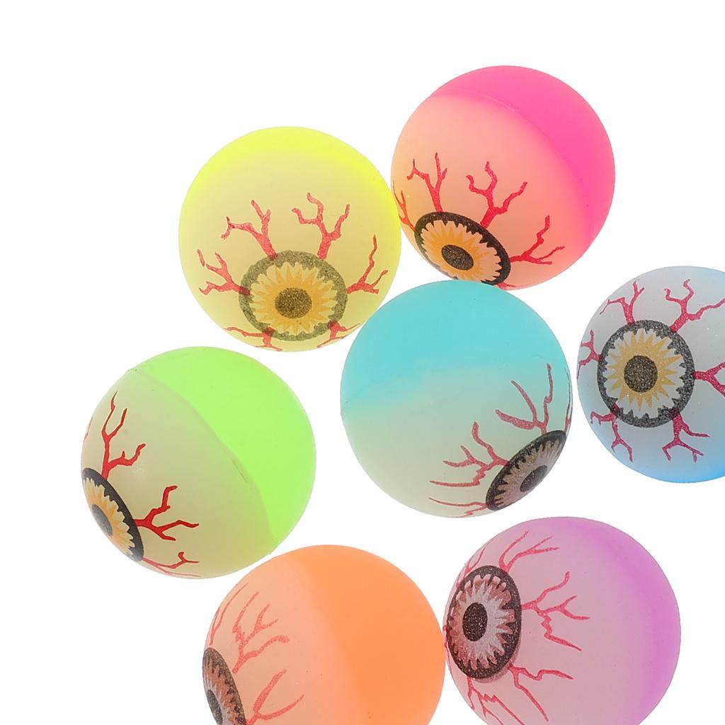 25Pcs 30mm Halloween Bouncy Balls Scary Eyeballs Party Trick Props Plastic Floating Bouncing Balls Party Favors Random Color