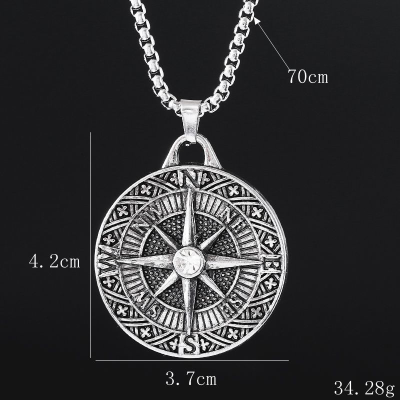 Новый ретро-подвеска-указатель компаса, летнее мужское длинное ожерелье в стиле хип-хоп, аксессуар