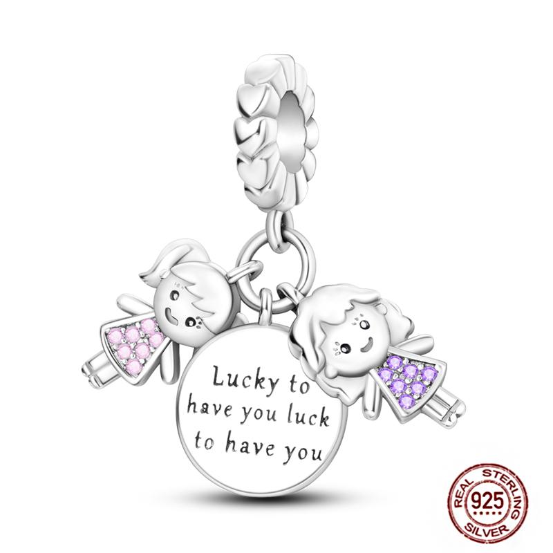 Медные Шармы Большая Любовь Мама Семья Сестра Розовое Сердце Тюльпан Бусины Ча Подходят для Оригинального Браслета Сделай Сам Ювелирный Подарок на День Матери