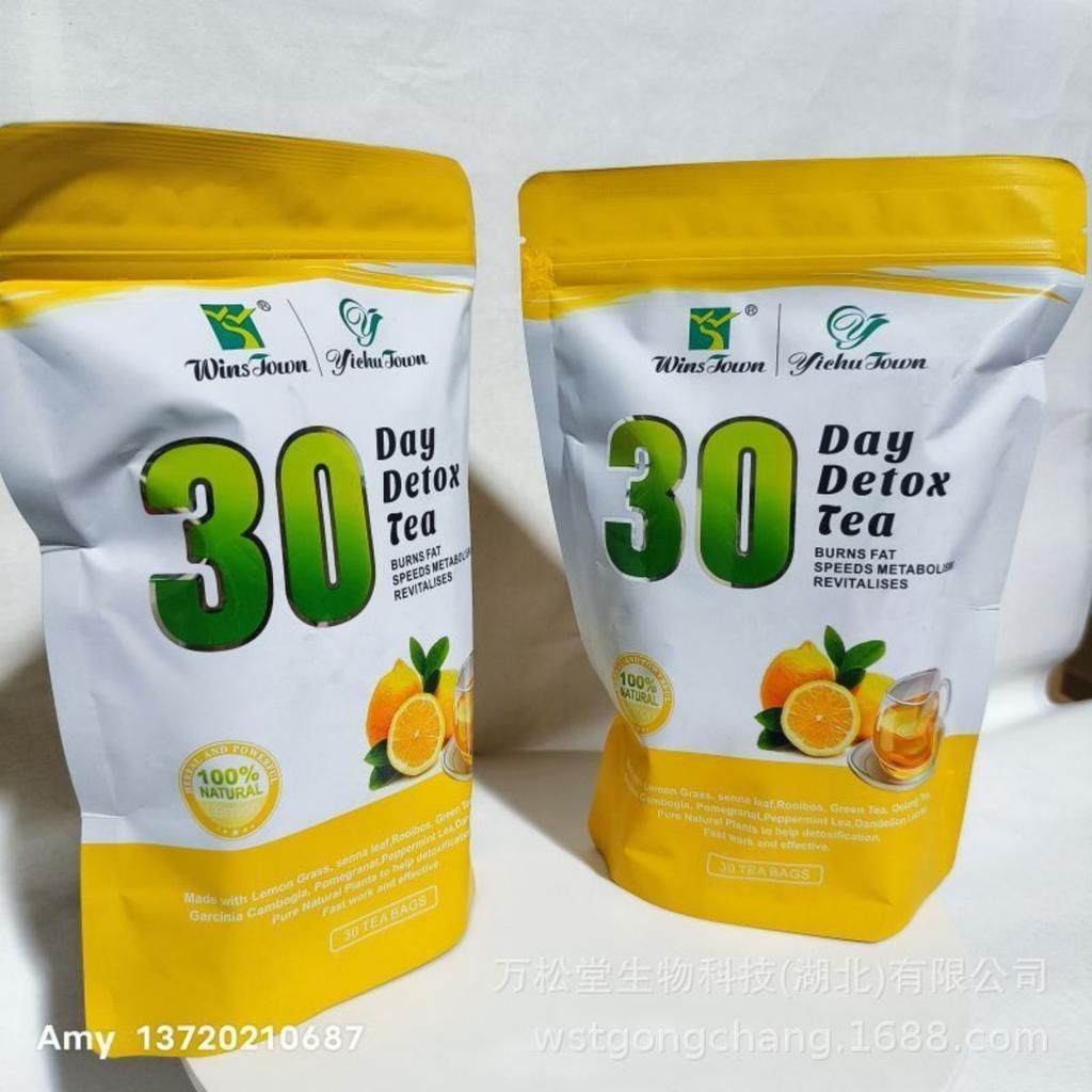 30-дневный натуральный детокс-чай с лимоном в пакетиках для похудения — сжигание жира, очищение и обновление
