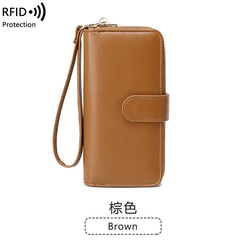 Новый женский кошелек с защитой от кражи, кошелек из мягкой кожи с несколькими отделениями на молнии, многофункциональный кошелек для мобильного телефона
