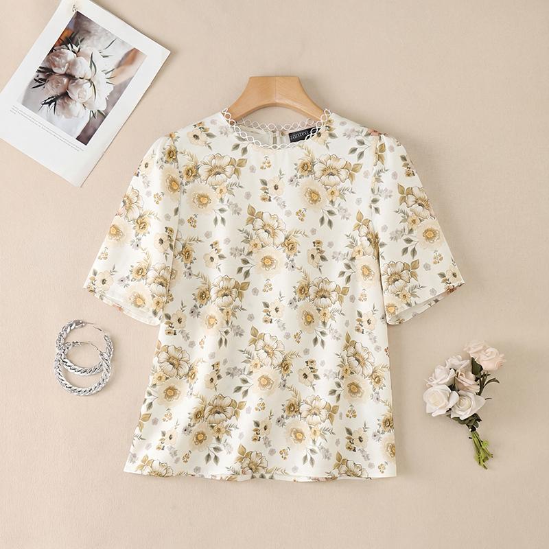 Women Zanzea Floral Print Casual Round Neck Loose Half Sleeve Blouse