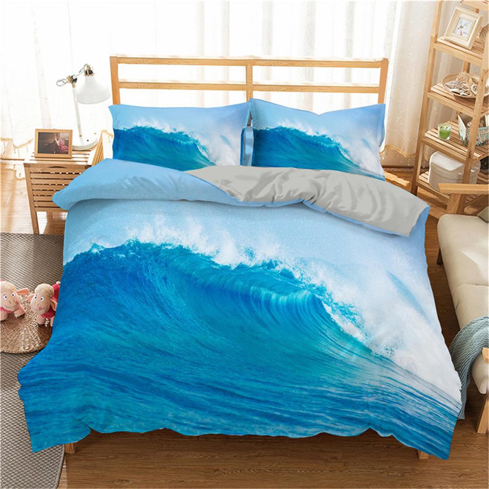 Ocean Wave Bedding Set 3D Abstract Art Duvet Cover King/Queen Size With Pillowcase Watercolor Style 2/3pcs Polyester Quilt Cover
