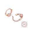 Genuine 925 Sterling Silver Rose Pave Bead Hoop Earrings for Women Fashion Jewelry Silver 925 Wedding Earrings Pendientes