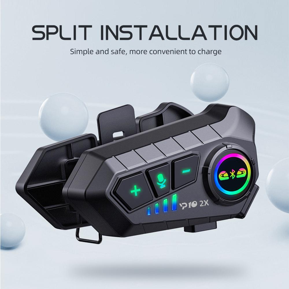 YP10 Motorcycle Helmet Intercom Bluetooth 5.3 Headset 300M Intercomunicador Riding Communication Wireless Interphone Waterproof Music Player Earphone