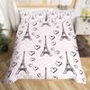 Eiffel Tower Duvet Cover Set Romantic Theme For Girls Women Couple Bedding Set Paris Cityscape Printed Polyester Comforter Cover