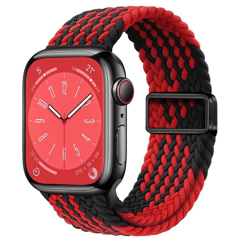 Совместимо с Apple Watch S10, iWatch 11, Xiaomi 9, Huawei; Нейлоновый ремешок с магнитной пряжкой "Радуга".