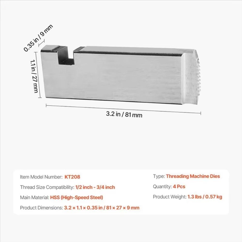 Быстрая подготовка труб 47770 Набор резьбонарезного инструмента для труб Эффективный Высококачественный Универсальные резьбонарезные головки Инструмент для нарезания резьбы Прочная легированная сталь
