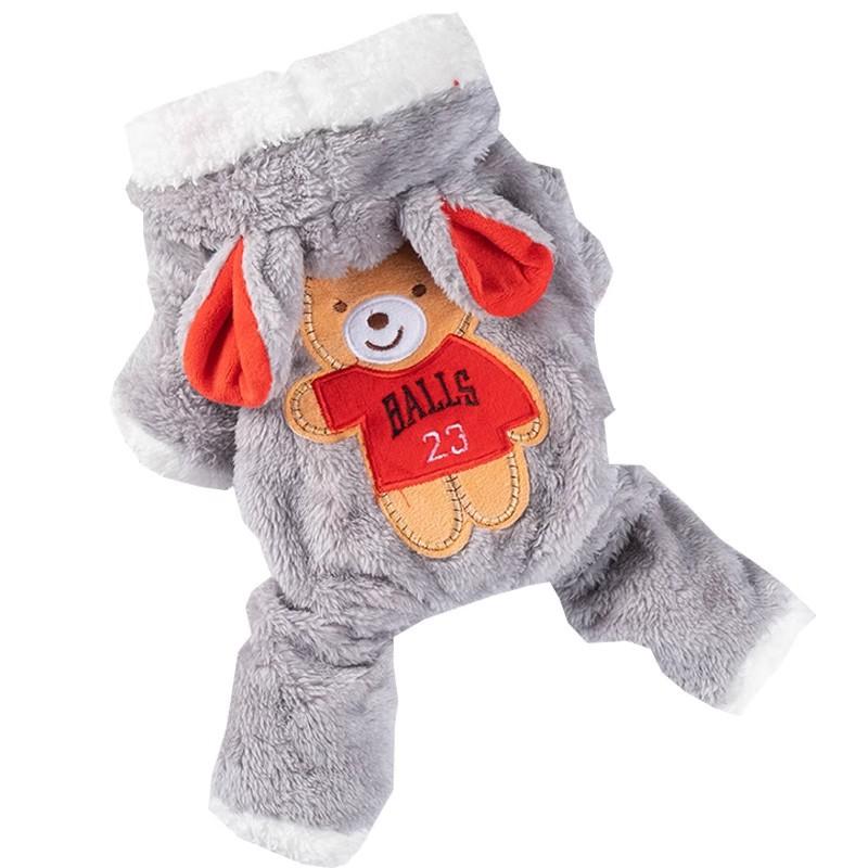 Pet clothes Winter No. 11 Back Bear Fleece Quad Winter Dog clothes Printed cat clothes