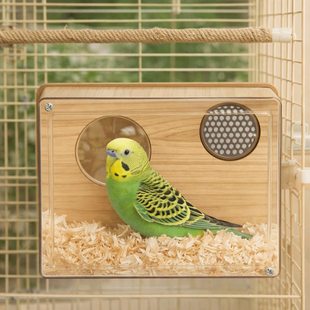 Visible Parakeet Nesting Box Transparent Bird Cage House Practical Wooden Bird's Nest Aviary