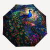 Peacock Fantasy Theme 8 Bone Hand Automatic Folding Umbrella, Compact and Portable Design, A Perfect Gift for Birthday, Christmas or Busines
