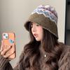 Женская осенне-зимняя универсальная шерстяная шапка в корейском стиле с этническим вязаным узором, шапка-панама, теплая шапка-ведро для ушей в японском стиле