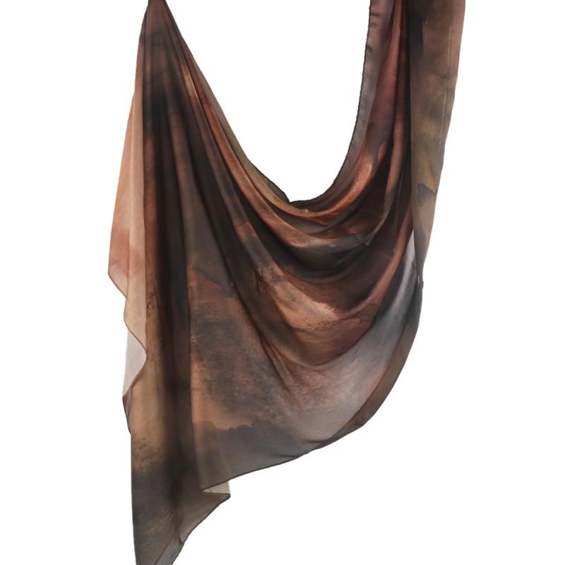 Silk Printed Scarf Wrap Shawl Ethnic Style Marble Lightweight Versatile Accessory Women