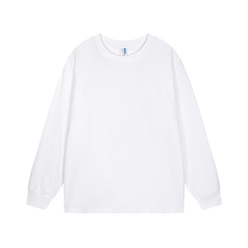 Оформление: Мужская осенняя базовая футболка с длинным рукавом из плотного хлопка 2025, толстовка свободного кроя с круглым вырезом