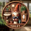 2D Винтажный Гном Туалет Деревянная Круглая Табличка,Подвесная Очаровательная Домашняя Декорация для Настенной Полки в Ванной Комнате,Подвесная Милая Деревянная Доска с Рисунком для Окна, Забора, Декор для Нового Дома