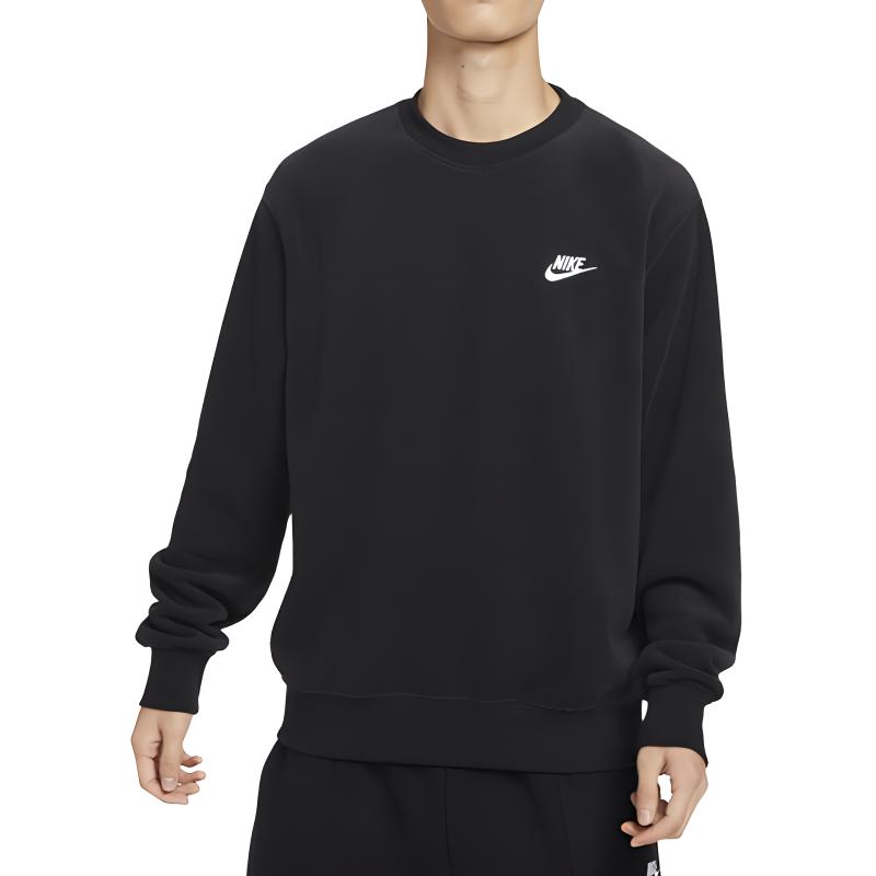 Nike Club Logo Print Sports Sweatshirt Men Sweatshirt Black FB4980-010