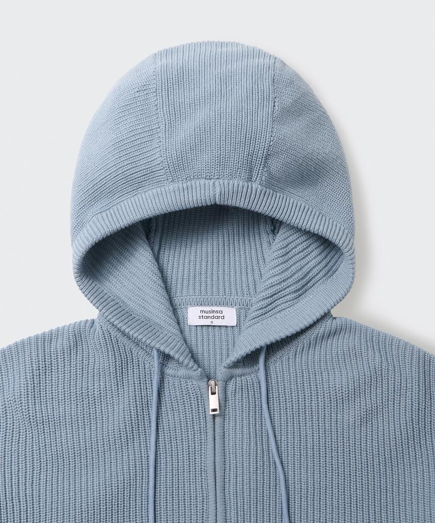 MUSINSA STANDARD WOMAN Women'S Ribbed Knit Hooded Zip-Up [Sky Blue]